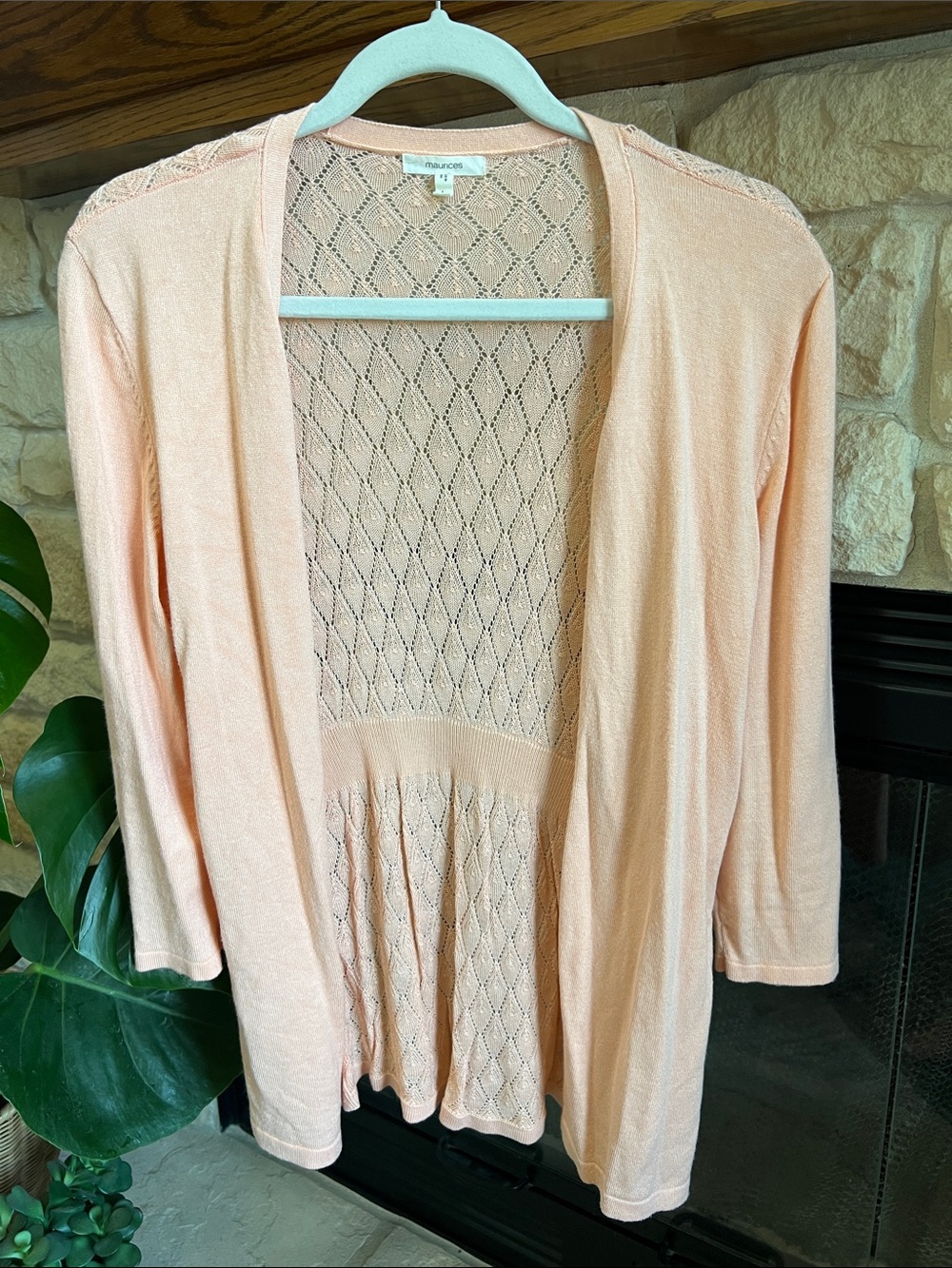 Maurices Coral Peach Open-Front Knit Cardigan